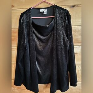 Black Sparkly Long Sleeve Top size 2X vintage Betsy Lauren